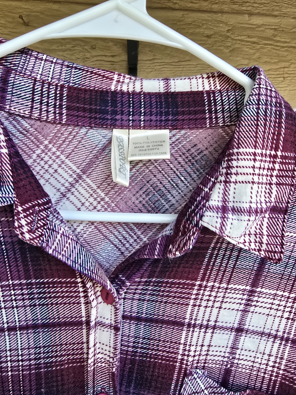Eastport Women's Plaid Button-Up Shirt in Purple and White - Large - Picture 2 of 3